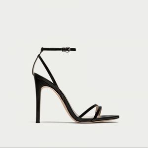 Zara Black patent leather strappy heels size 36